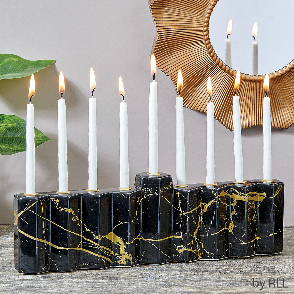 חנוכייה שיש שחור מודרני - סיטונאות