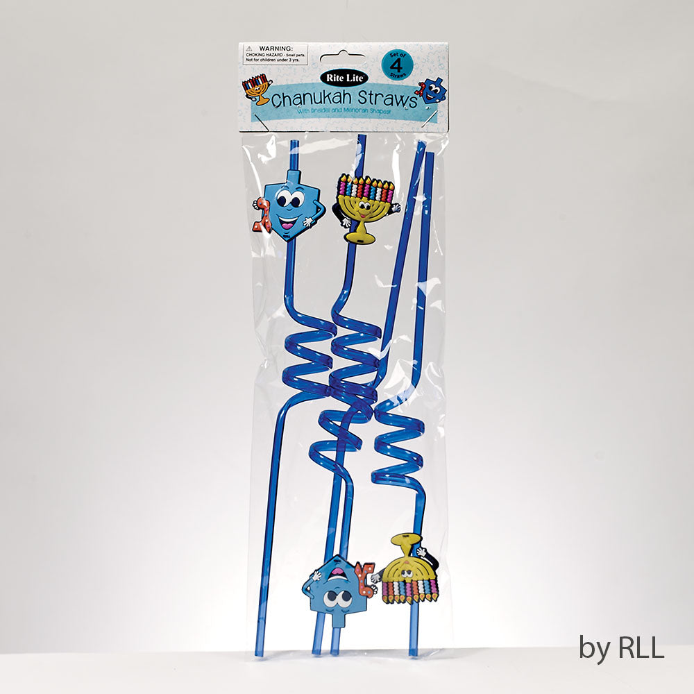 סט 4 קשיות פלסטיק מסולסות לחנוכה - סיטונאות