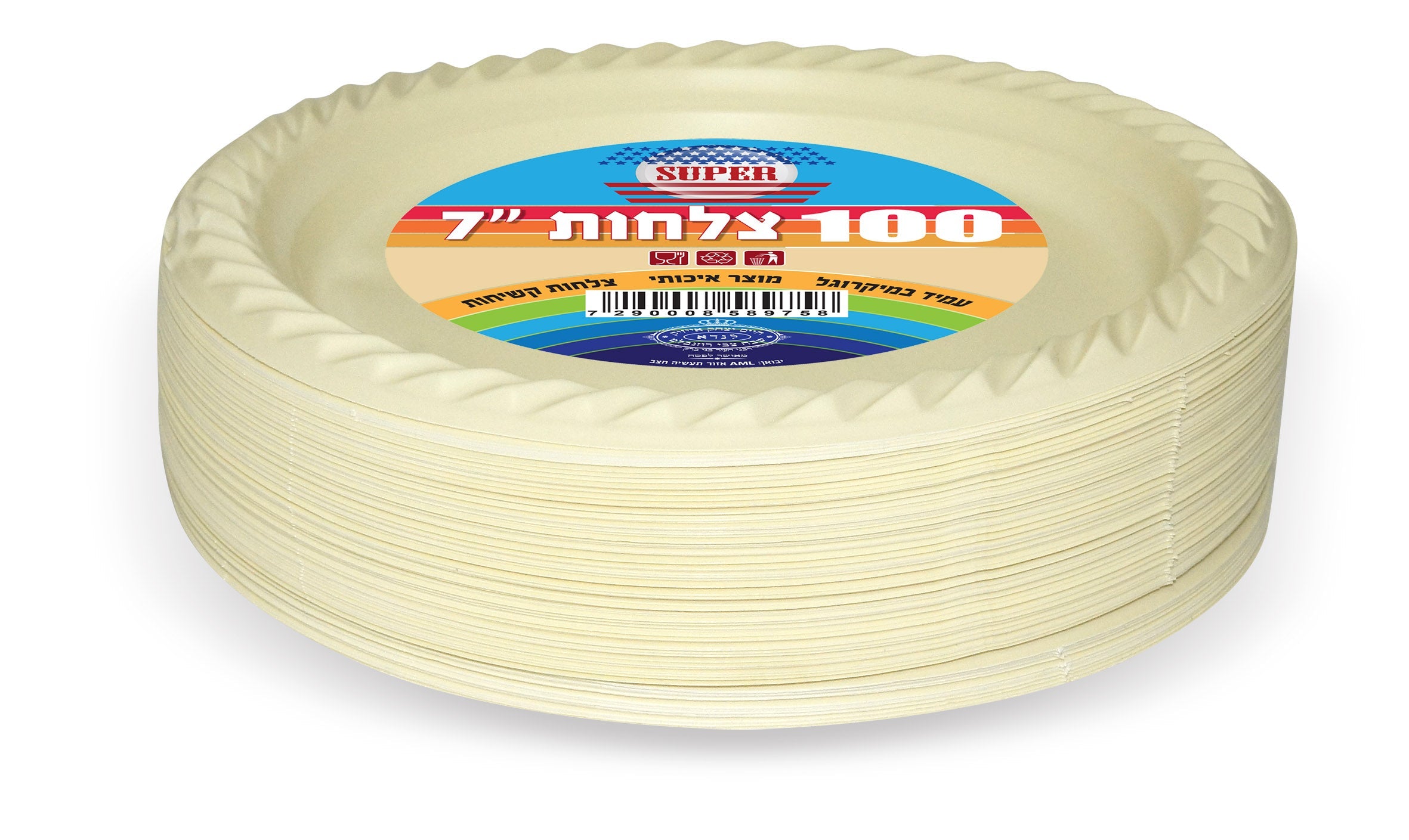 קרטון צלחות ומרקיות פלסטיק מידה 7 ו - 9 אינץ ארוז 100 - סיטונאות
