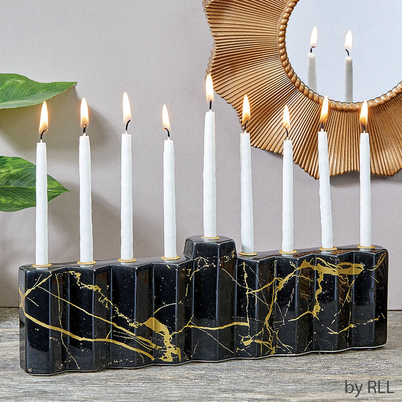 חנוכייה שיש שחור מודרני - סיטונאות