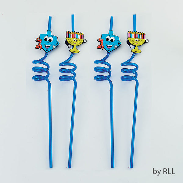 סט 4 קשיות פלסטיק מסולסות לחנוכה - סיטונאות