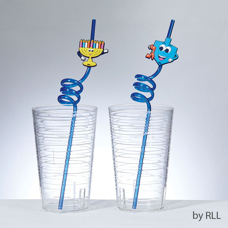 סט 4 קשיות פלסטיק מסולסות לחנוכה - סיטונאות